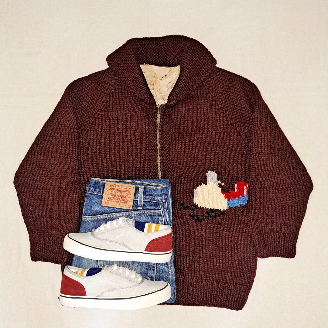 Original vintage 1950s classic outdoor snow style cardigan sweater for vintage style men Carousell