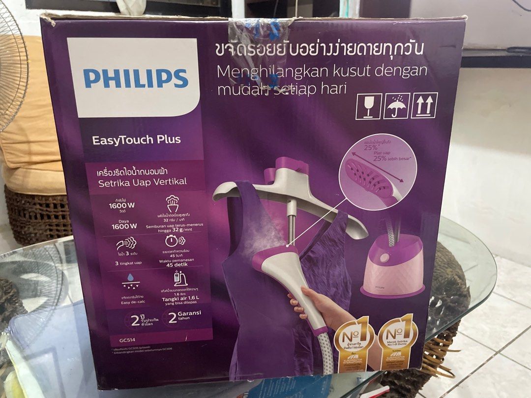 Philips EasyTouch Plus Garment Streamer GC514 (Category: Irons & Steamers) located in Cavite. Submitted by everywonu (Listing ID 1341435965, Image 2). Description: Philips EasyTouch Plus Garment Streamer GC514 DECLUTTERING SALE NEVER BEEN USED SRP ₱8,495 MOP: GCash MOD: Lalamove.