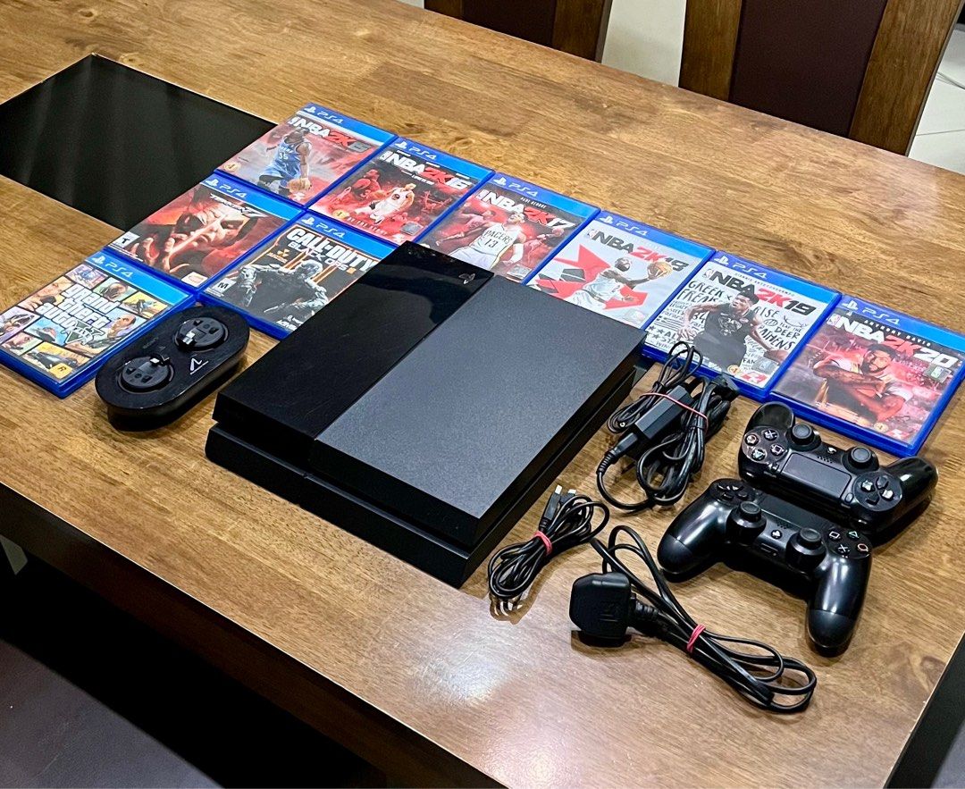 PS4 (second-hand) (Category: PlayStation) located in Muntinlupa City. Submitted by outfaiths (Listing ID 1341557991, Image 1). Description: Inclusions: - PS4 - 9 games (GTA V, Tekken 7, Call of Duty Black Ops, 2k15-2k20) - Two Controllers - Controller Charger - As is, where is PM for more pictures and details!!.