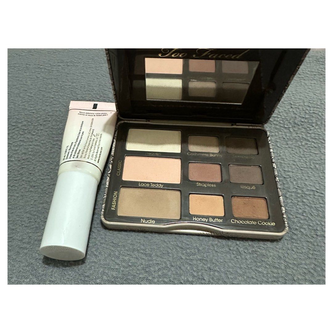Too Faced Makeup Bundle (Category: Makeup) located in Las Pinas. Submitted by zen.finds (Listing ID 1341526847, Image 2). Description: Bundle includes: Natural Matte Eye Shadow - Barely used - Super flattering shades Hangover Primer - Like new - With box - Around 50% left - Personal fave! Last price posted!! 🤍 Steal deal 💗.