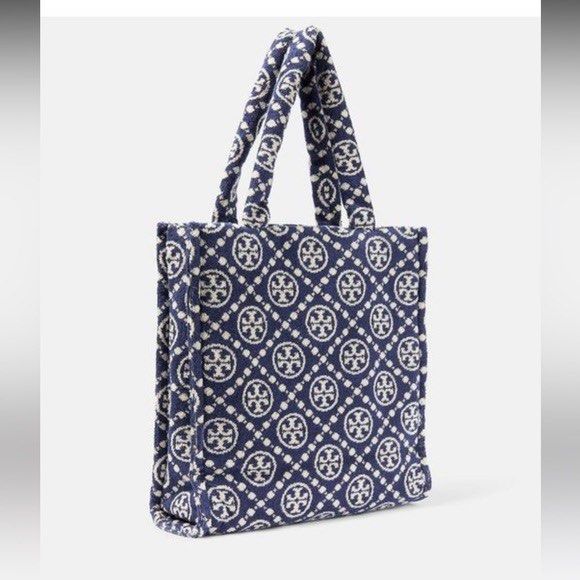 Tory Burch T Monogram Terry Tote Navy Tote Bags Carousell