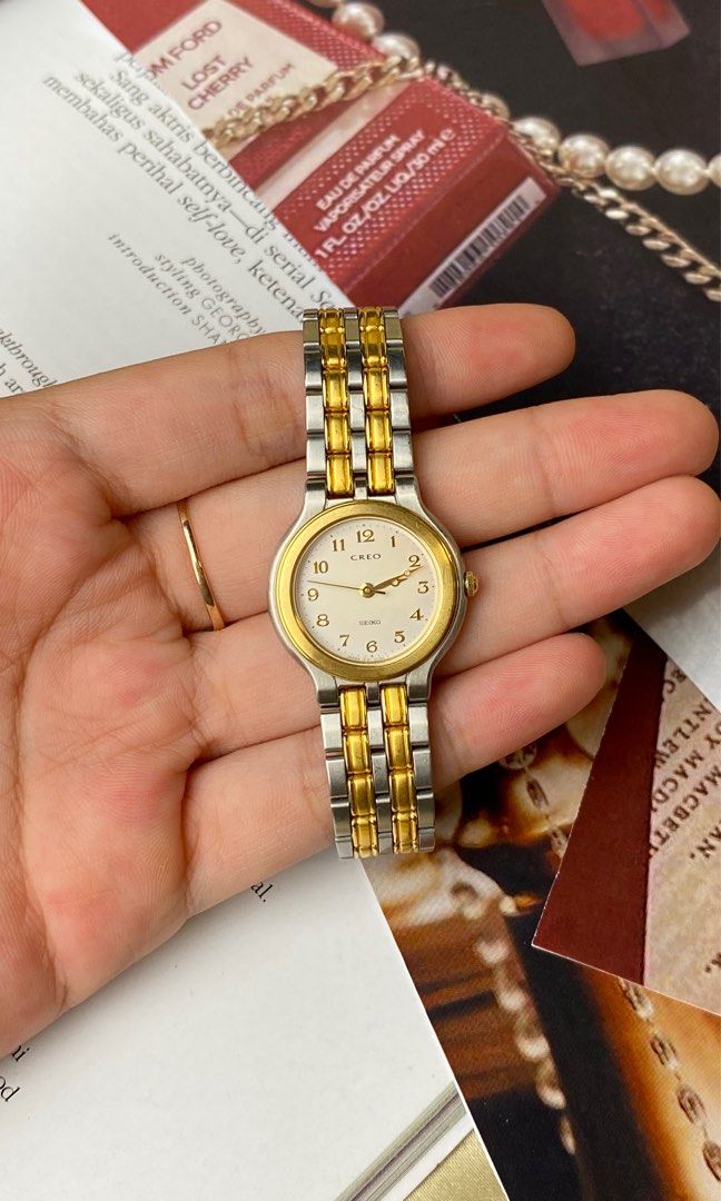 Vintage Seiko Creo Two Tone Bracelet Watch Ladies Jam Tangan Wanita Cewe  Gold Quartz