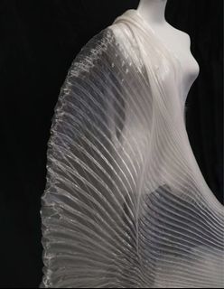 褶皺硬網紗布料大風琴百褶手工 diy 材料婚禮造 型裝飾服裝設計布料 白色透明64231874412290110