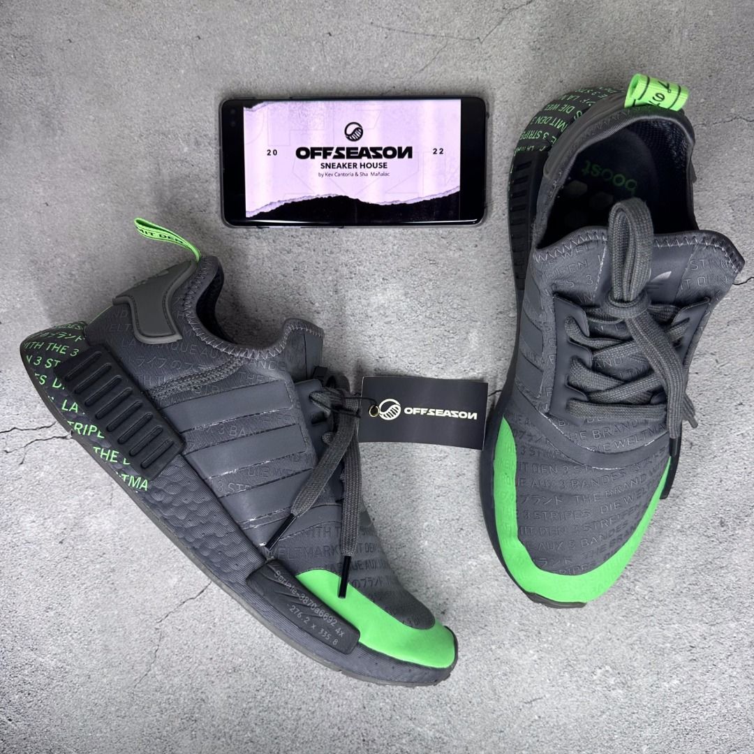 Adidas NMD R1 'Grey Neon' men's 9 US  P2,900 only! , Men's Fashion,  Footwear, Sneakers on Carousell