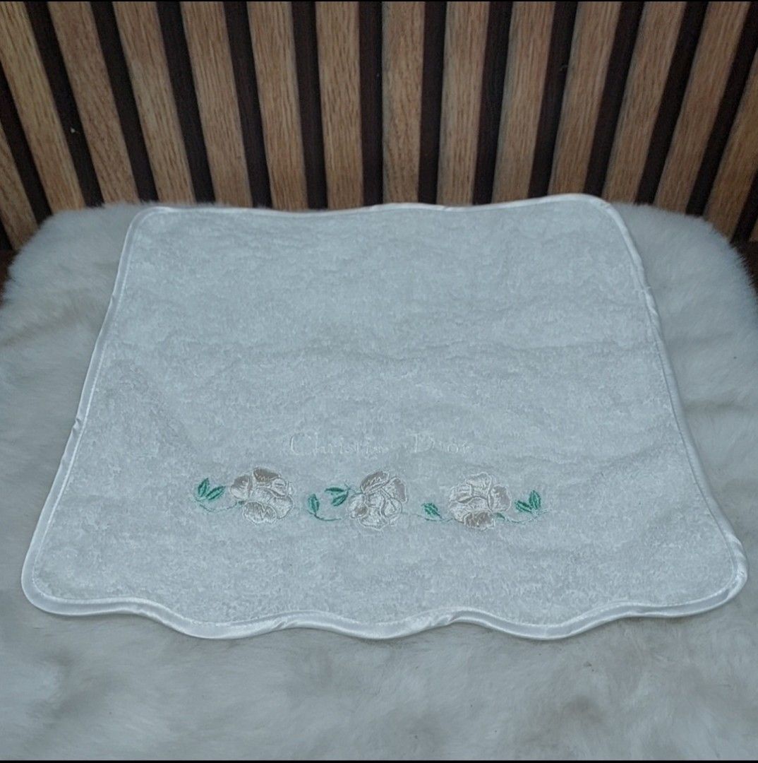 Authentic Christian Dior Face Towel (Category: Towels, Napkins & Holders) located in Binangonan. Submitted by makoleksyon (Listing ID 1341613042, Image 1). Description: excellent condition no flaws 💯% Authentic Money back guarantee bought in Japan 13x13 inches size.