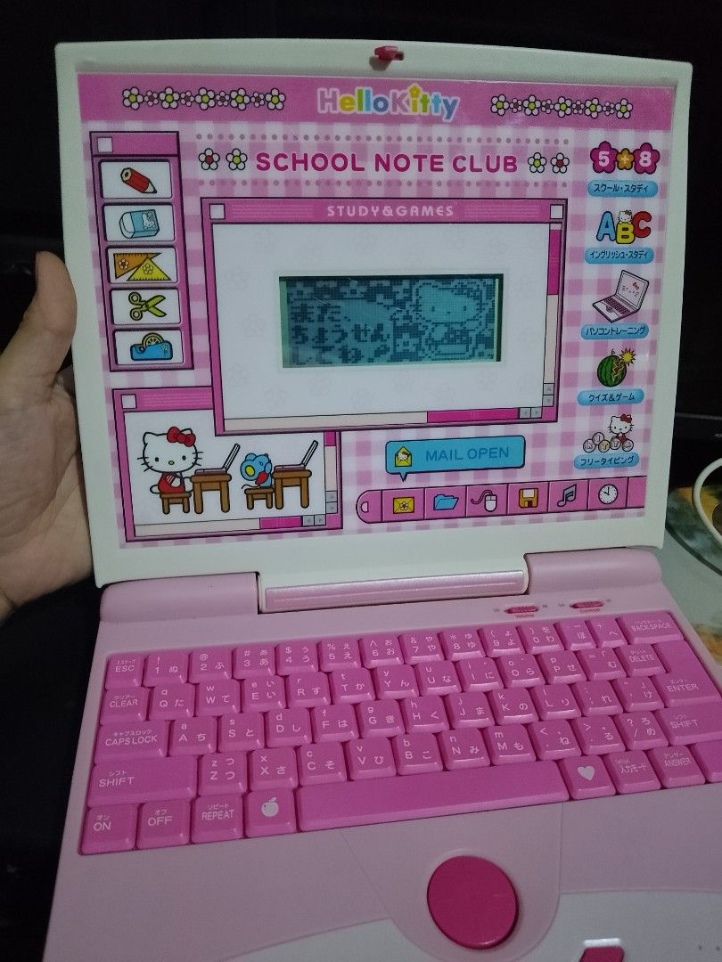 Bandai HELLO KITTY Laptop school notebook (Category: Laptops & Notebooks) located in Davao. Submitted by jeffsantos (Listing ID 1341754175, Image 2). Description: Working condition, battery operated only. but you can also use adaptor 9v (not included).