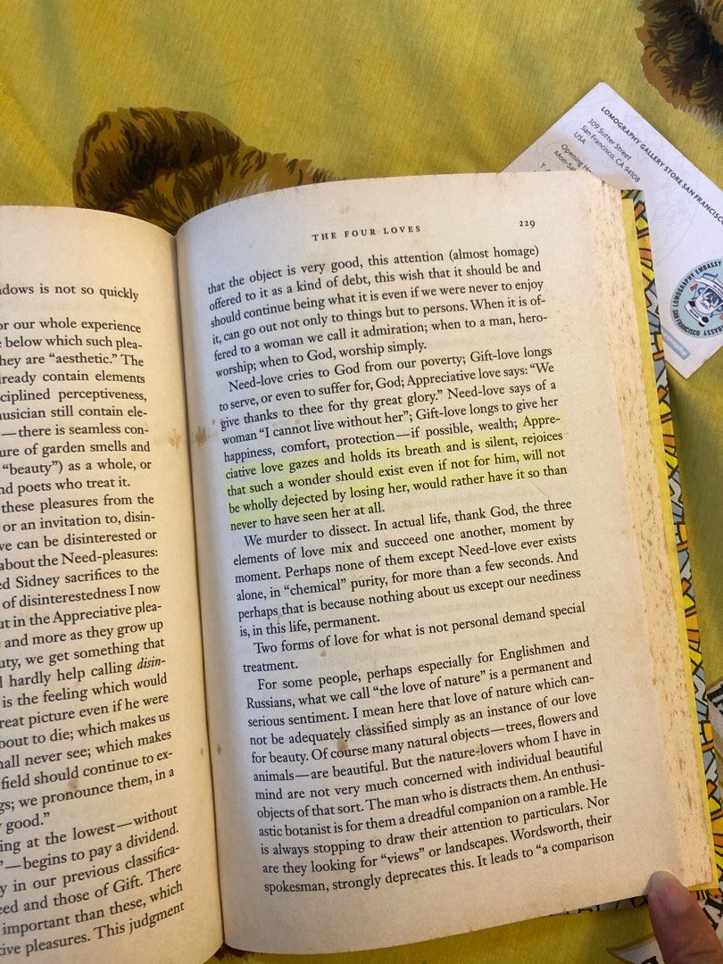 CS Lewis The Four Loves / Surprised By Joy (Category: Storybooks) located in Paranaque City. Submitted by jmikee_ (Listing ID 1333233754, Image 3). Description: Has two pages with highlighted text. Aside from those it’s clean & in good condition.