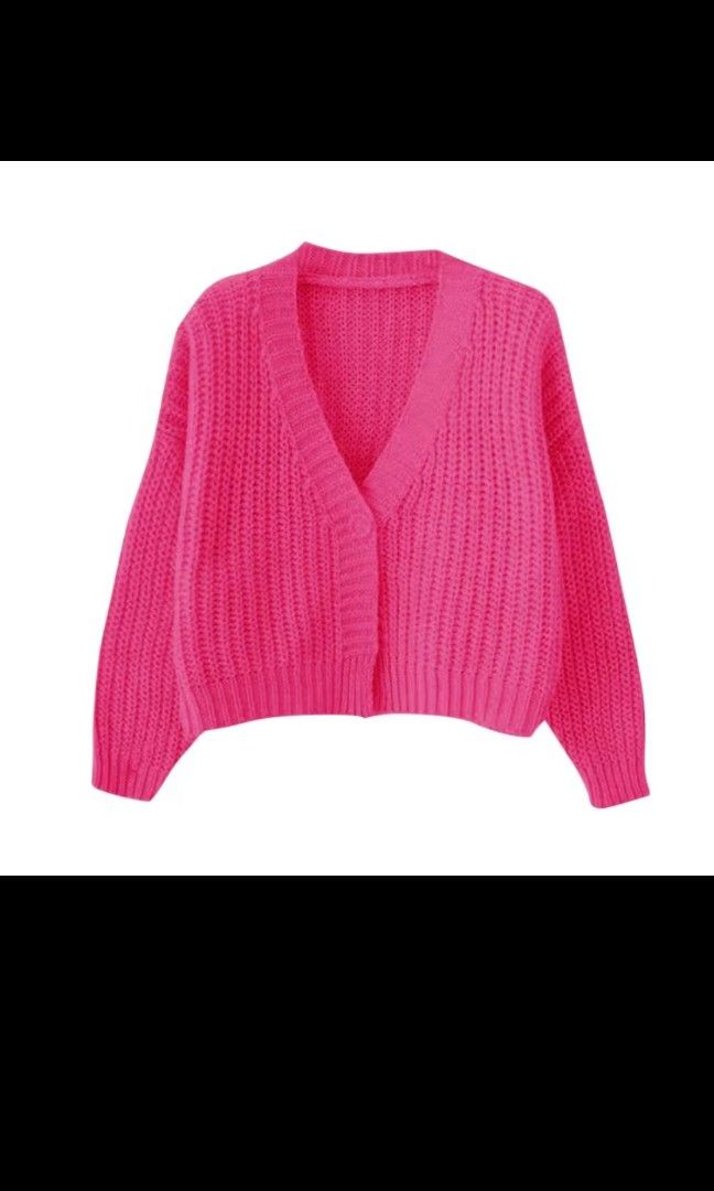 Hot pink cardigan (Category: Blouses) located in Quezon City. Submitted by hailey_24 (Listing ID 1341769757, Image 1). Description: once used for the party s to xl.
