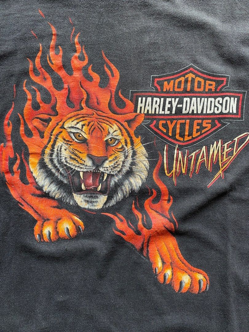 90s Harley-Davidson Tiger Flame 虎 炎 ロンT 90s Harley-Davidson