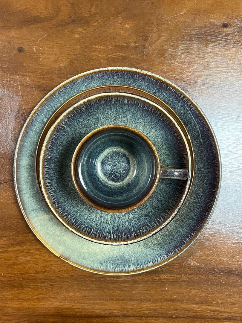 Set glazed stoneware mug bowl breakfast plate dinner plate (Category: Dinnerware & Cutlery) located in Quezon City. Submitted by spacetronaut (Listing ID 1341688932, Image 3). Description: Selling as set for ₱1,190 Stoneware mug, bowl, breakfast plate, and dinner plate Lightly used but no cracks, all usable Glaze is very pretty!.