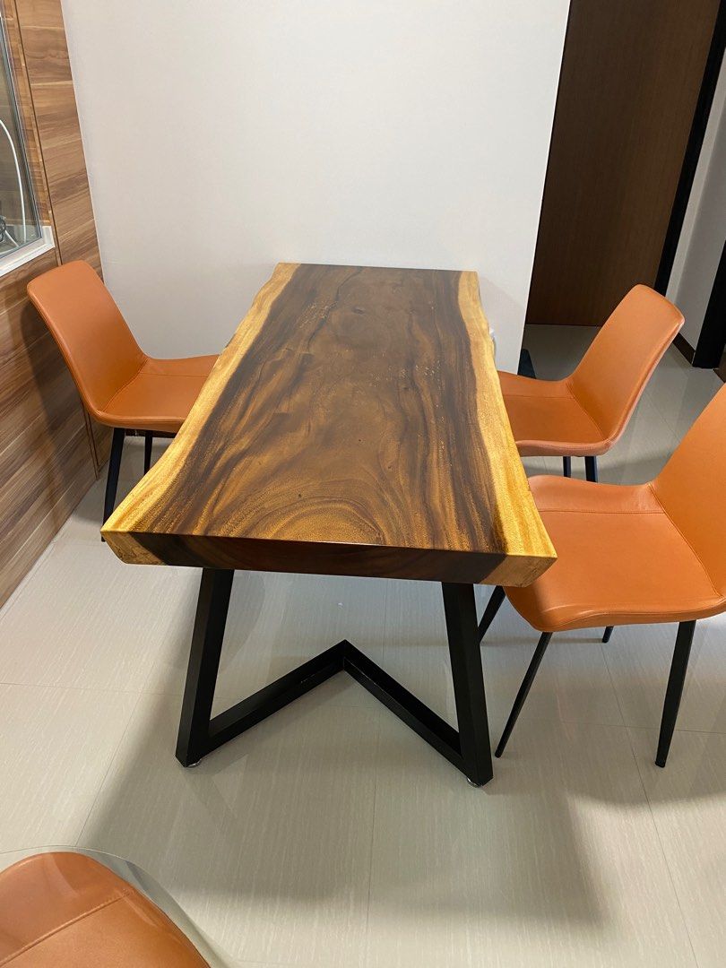 Solid Wood Dining Table (Category: Tables & Sets) located in Singapore. Submitted by bambubu (Listing ID 1341591744, Image 1). Description: Solid wooden table Dimensions L170 B74 H74 cm Inclusive of 1 protective plastic cover 4 chairs excluded but if u want just dm.