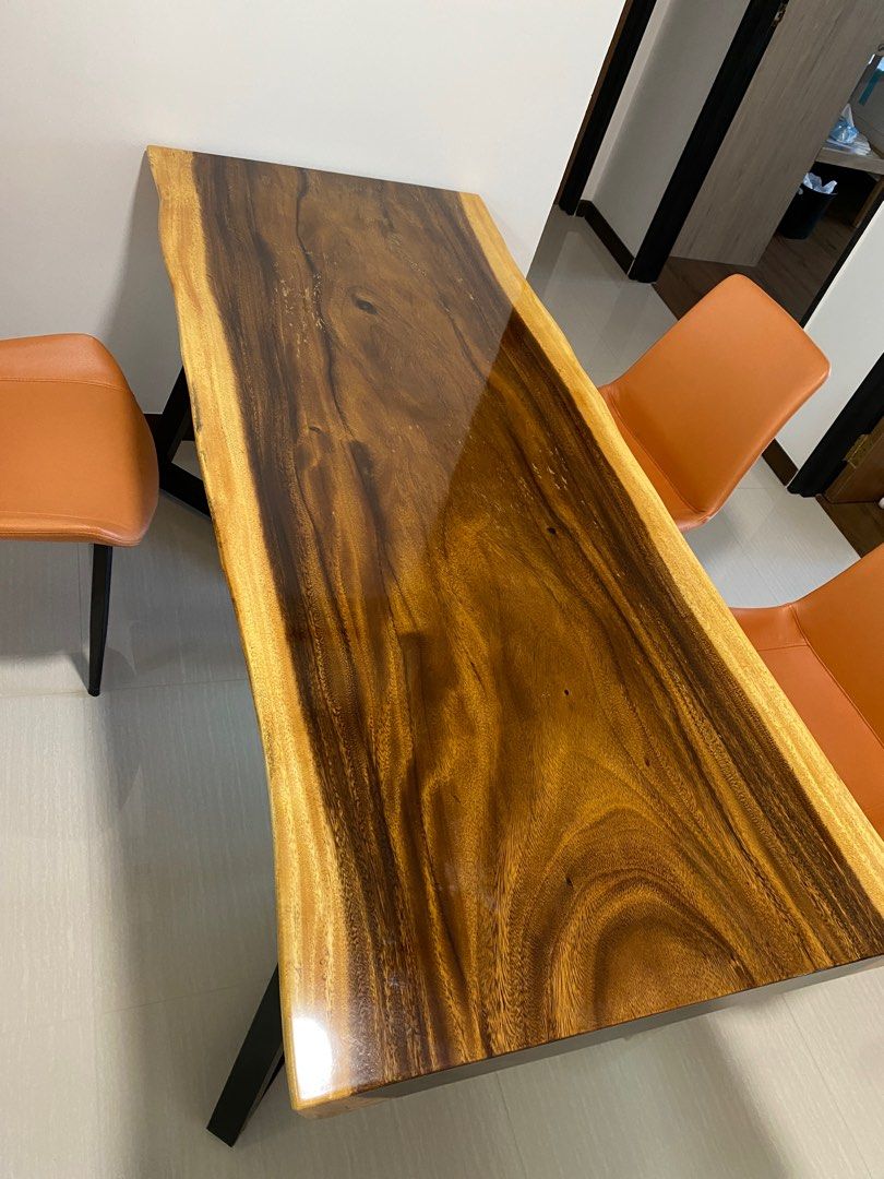 Solid Wood Dining Table (Category: Tables & Sets) located in Singapore. Submitted by bambubu (Listing ID 1341591744, Image 3). Description: Solid wooden table Dimensions L170 B74 H74 cm Inclusive of 1 protective plastic cover 4 chairs excluded but if u want just dm.
