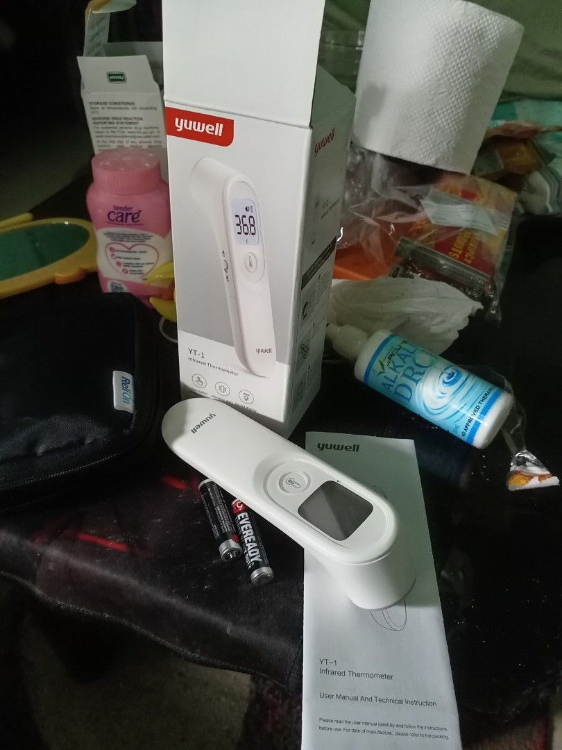 Yuwell Infrared Thermometer,++Freebies Take All (Category: Medical Supplies & Tools) located in Manila. Submitted by hertohim (Listing ID 1341717680, Image 1). Description: Unused YUWELL Bought from U. S Freebies New/ Alakaline drops UNUSED /Glucose meter WellUSED /Surgitech Blood Pressure Monitor MOP:Gcash.