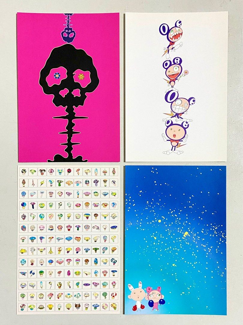 8 Pieces Assorted Takashi Murakami Post Cards (Category: Art & Prints) located in Santa Rosa. Submitted by shikaricollectibles (Listing ID 1341956532, Image 2). Description: Assorted Takashi Murakami Post Cards 8 pieces set Postcard size: 7 inches x 4.75” Remarks: Three of these have one yellowish side due to aging. Please refer to the 4th and 5th photo. Price: ₱1000 set Location: Santa Rosa, Laguna/ Cubao, QC MOD: J&T/ LBC/ Lalamove MOP: Gcash/ 