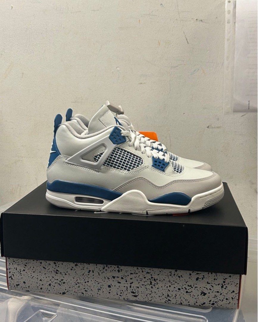 Air Jordan 4 Military Blue 2024, Men's Fashion, Footwear, Sneakers on Carousell