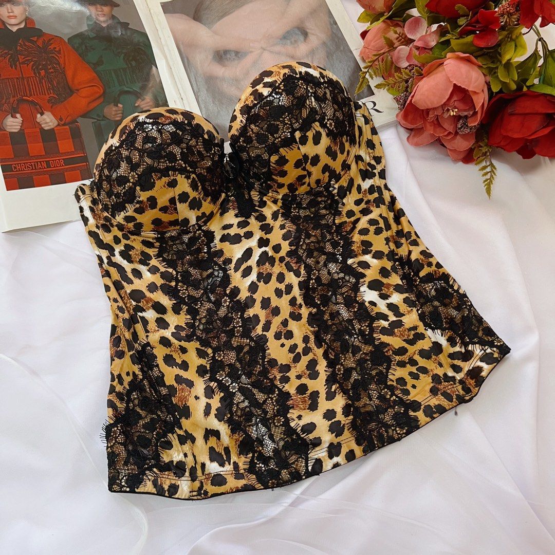 Honey Birdette™ Leopard Print Corset Bustier (Category: Undergarments & Loungewear) located in Las Pinas. Submitted by nakedstudio (Listing ID 1341954244, Image 1). Description: ⟡ 𝐁𝐫𝐚𝐧𝐝: Honey Birdette™ | 𝐒𝐢𝐳𝐞: 34-36B/C M-L (34C) 𝐃𝐞𝐭𝐚𝐢𝐥𝐬: Seller’s favorite ♡ straps slot, stretchable, underwire, pads, hook&eye, and bonings. This one’s super expensive!.