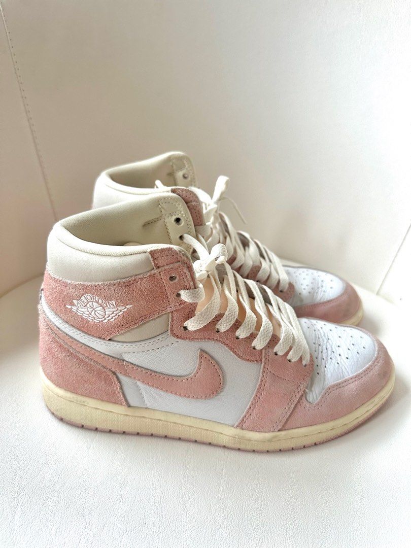 Pink High Cut Jordans (Category: Sneakers) located in Manila. Submitted by nicolebhans (Listing ID 1341850398, Image 2). Description: • Air Jordan 1 sneakers in Washed Pink • Women’s US 8-8.5 • Used Twice Only Retails for Php 9,985 Selling for only Php 5k MOP: Gcash & BPI Delivery: Lalamove, Grab, J&T Meet up: One Ayala, Glorietta, Greenbelt .