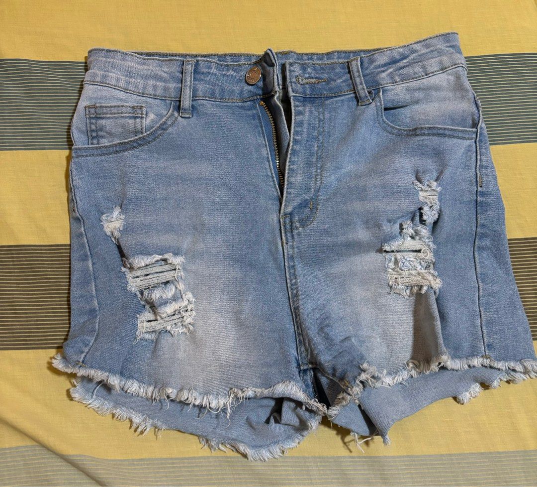 Shein Denim Ripped Shorts (Category: Shorts) located in Las Pinas. Submitted by carleanette (Listing ID 1341870580, Image 2). Description: Personal Pre-loved SHEIN Denim Ripped Shorts Exact item on the screenshot Size: Medium.