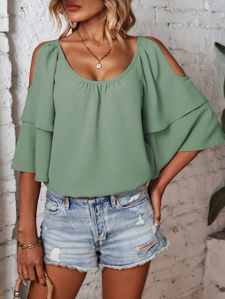 SHEIN WOMENS BLOUSE GREEN SAGE GREEN SHADE OF GREEN MUTED COLOR FORMAL shein-womens-blouse-green-sage-green-shade-of-green-muted-color-formal