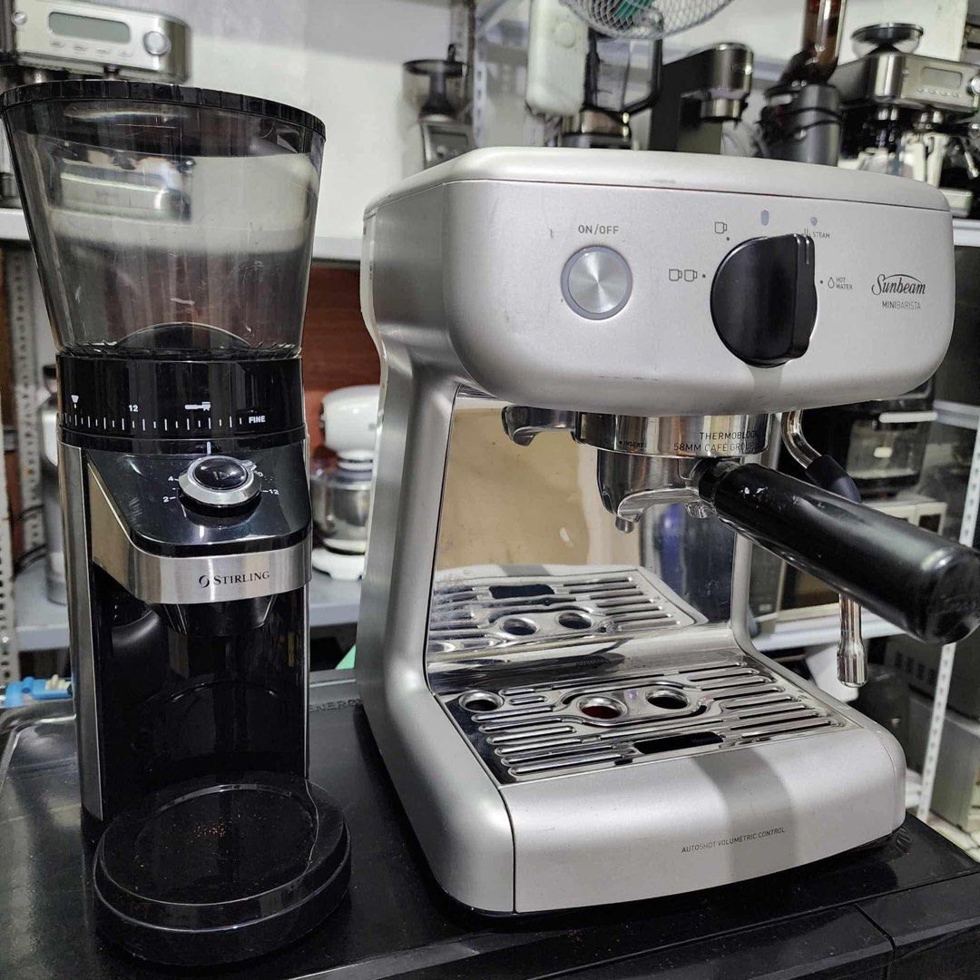 Sunbeam mini barista (Category: Coffee Machines & Makers) located in Bulacan. Submitted by gloriosokimberlyy (Listing ID 1341921243, Image 3). Description: Sunbeam mini barista 58mm espresso machine with conical burr stirling grinder. Used /Some scratches only good working condition. 13,509.