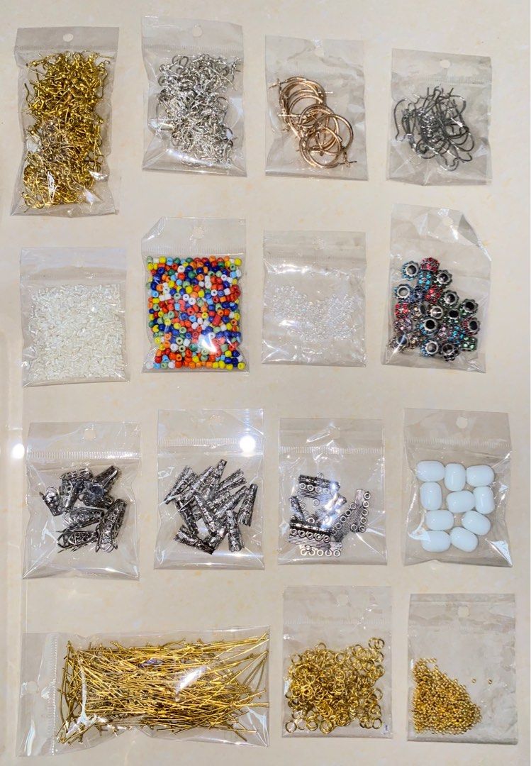 Bead Starter Kit Set (2 free nylon string) (Category: Craft Supplies & Tools) located in Cavite. Submitted by eessaa08 (Listing ID 1259496412, Image 2). Description: Kit set includes: 1 acrylic organizer (visible dents & sign of usage) Gold earring hook Silver earring hook Gold earring hoop Silver earring hoop Glass seed beads white rectangle Glass seed beads chalk assorted Glass seed beads transparent circle Bracelets stopper with stones 2 diffe