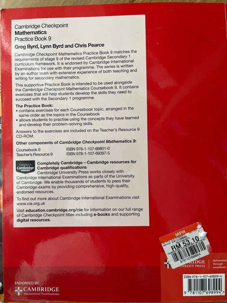 Cambridge Checkpoint Mathematics Practice Book 9, Hobbies & Toys, Books ...