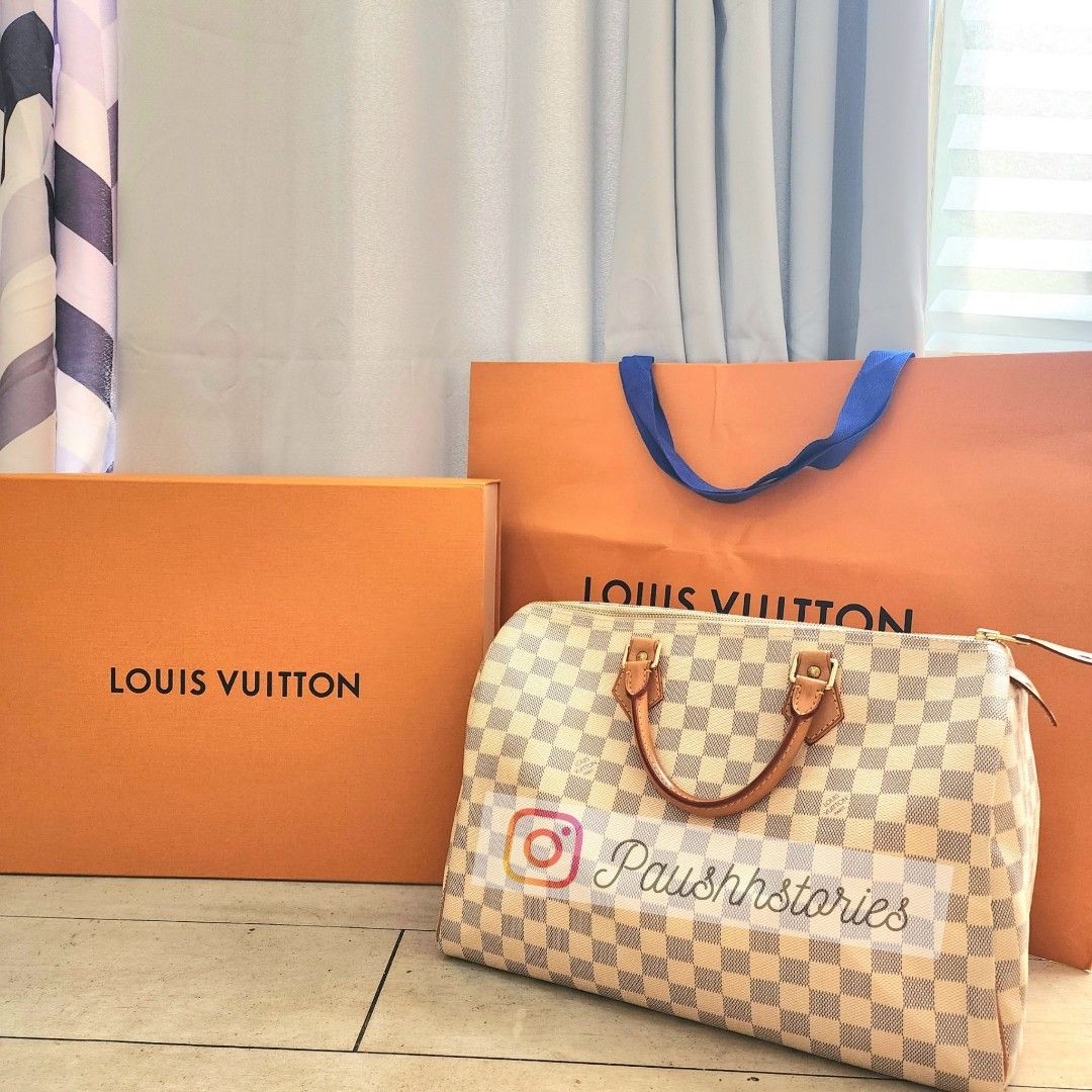 LV Azur Speedy 35 (Category: Luxury Bags & Wallets) located in Mandaluyong City. Submitted by paushhstore (Listing ID 1342077041, Image 1). Description: Preloved Rank A Inclusion: Box, paperbag, lock and key set, authenticity card and bag organizer that also serves as a shaper. layaway available.