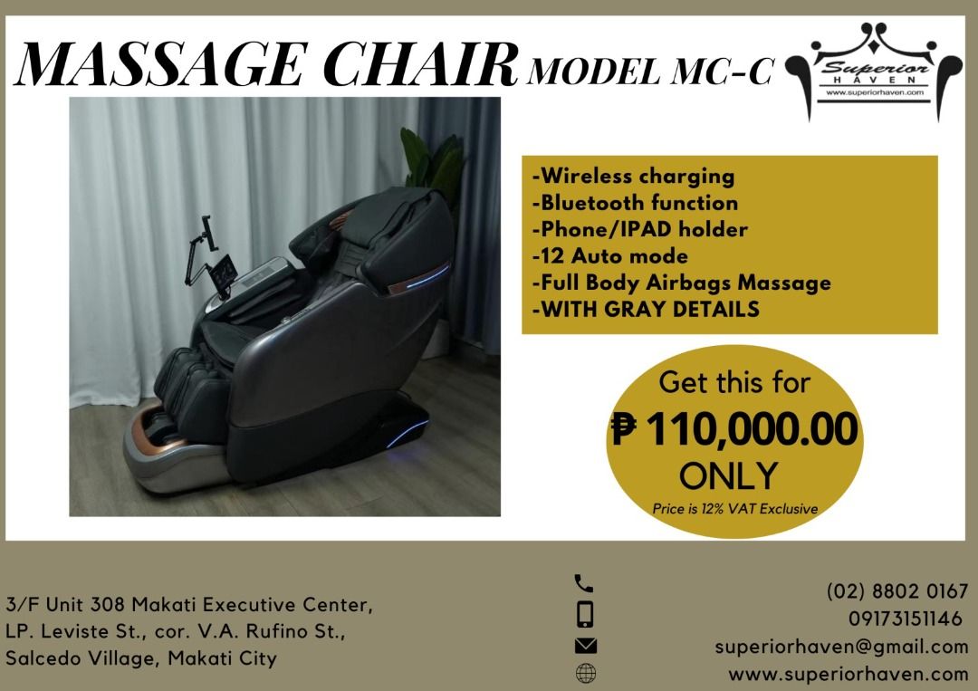 MASSAGE CHAIR (Category: Chairs) located in Makati City. Submitted by darylsuperiorhaven (Listing ID 1342043166, Image 3). Description: #LuxuryRelaxation #MassageAtHome".