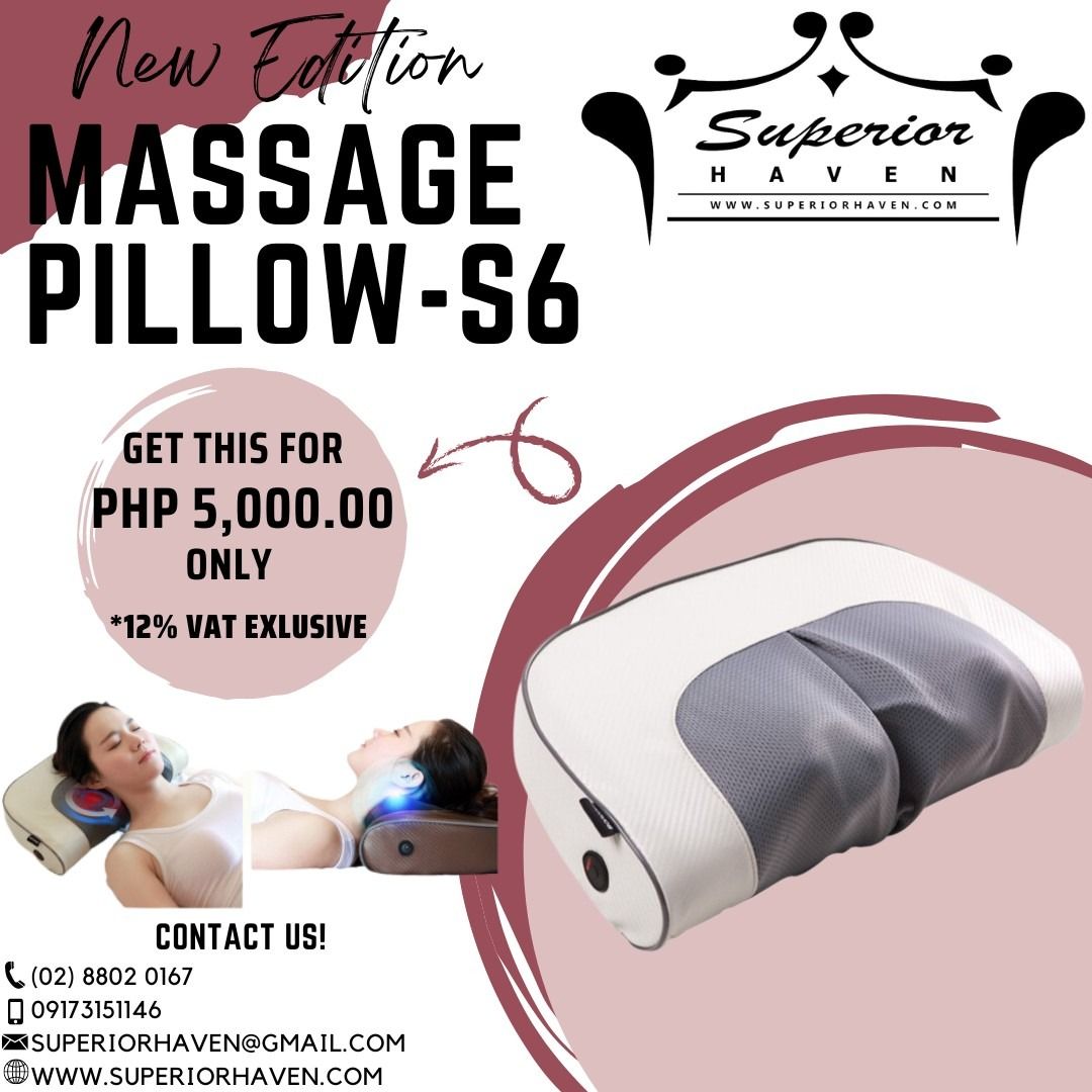 MASSAGE PILLOW (Category: Massage Devices) located in Makati City. Submitted by darylsuperiorhaven (Listing ID 1342037551, Image 3). Description: Soothe aches and melt away stress with our portable massage pillow..