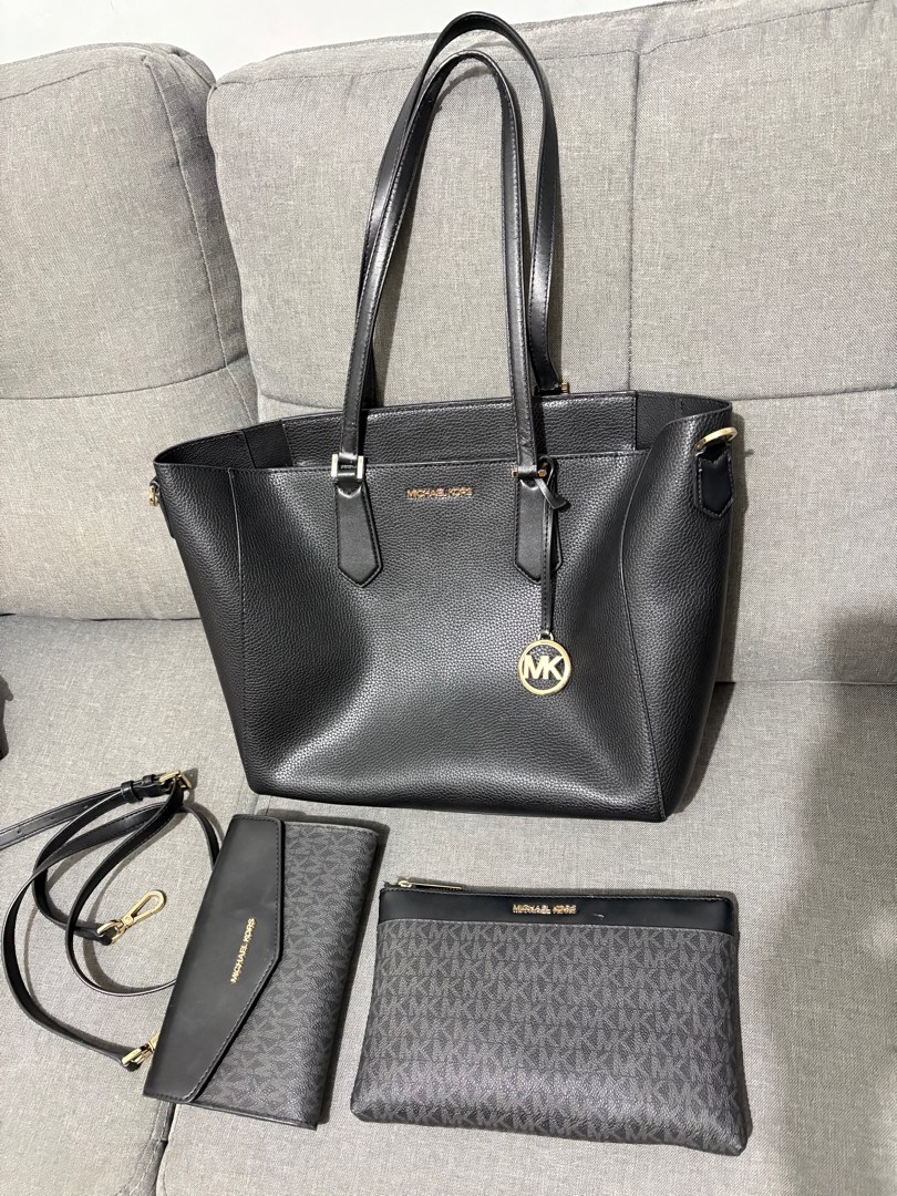 Michael Kors Kimber Small Daffodil Leather 2-In-1 Zip Tote Messenger Bag Purse