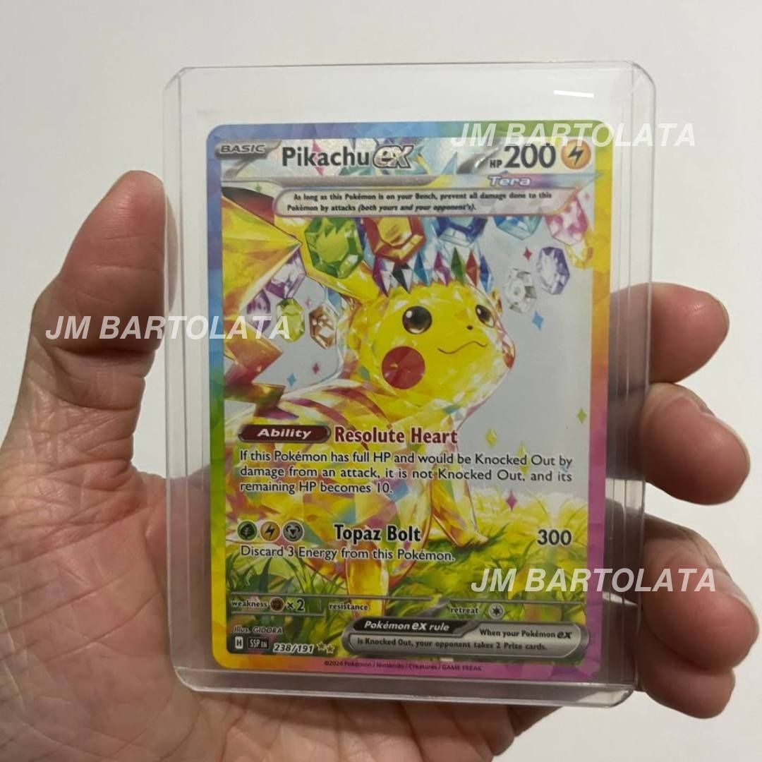 Pikachu SIR Surging Sparks 238/191 (Category: Raw Singles) located in Dasmarinas. Submitted by jmbartolat82828 (Listing ID 1342141647, Image 1). Description: Freshly pulled Sleeved and toploaded ASAP Open for offers Can meet up within South NCR (up to North Edsa/Novaliches Area).