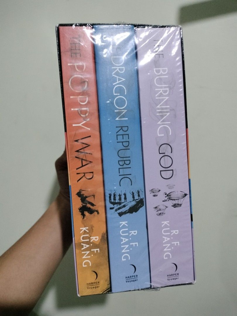 Poppy War Trilogy by RF Kuang (Category: Storybooks) located in Tuguegarao City. Submitted by potaetonim (Listing ID 1341975262, Image 1). Description: has dents due to shipping brand new sealed.