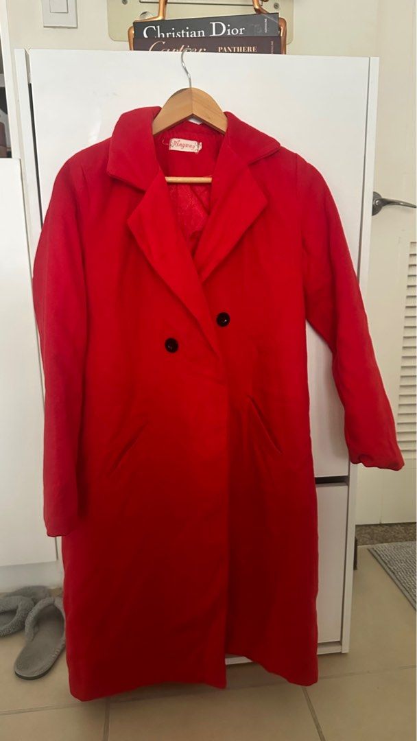 Red Trench Coat (Category: Coats, Jackets and Outerwear) located in Pasig City. Submitted by DeclutterMommaKim (Listing ID 1341968299, Image 1). Description: For autumn & winter size M very good condition & dry clean as well.