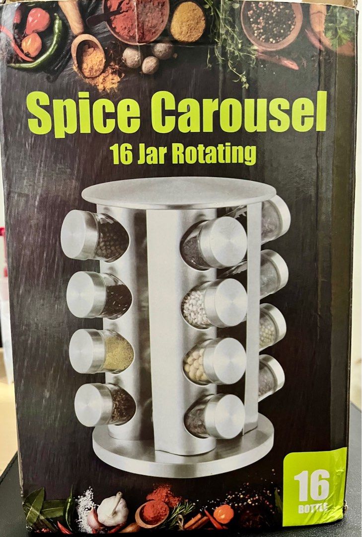Spice Carousel (Category: Spice & Seasoning) located in Makati City. Submitted by eazsyone (Listing ID 1342142478, Image 1). Description: 16 Jars 7 Jars unused 11 Jars used 360 degrees rotating carousel Buyer to pay shipping fee.