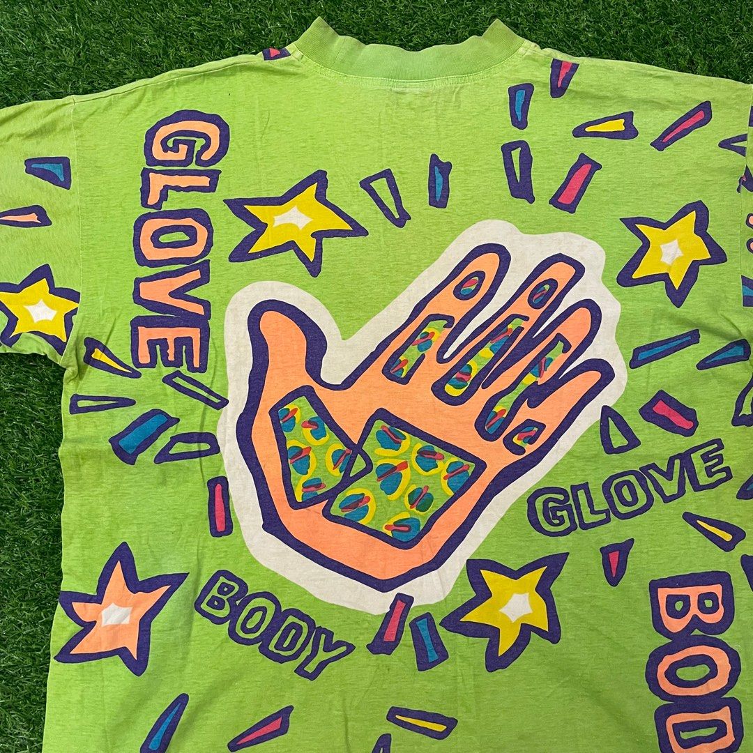 Vintage 1992 Body Glove All Over Print Shirt (Category: Shirts) located in Quezon City. Submitted by emporium.vtg (Listing ID 1341993565, Image 2). Description: Vintage 1992 Body Glove All Over Print Shirt Light Lime Green Body Glove Tag / Single Stitch Sleeve Size Large Dimensions: 22.5”x27.5” Issues: three pinholes & two penholes.
