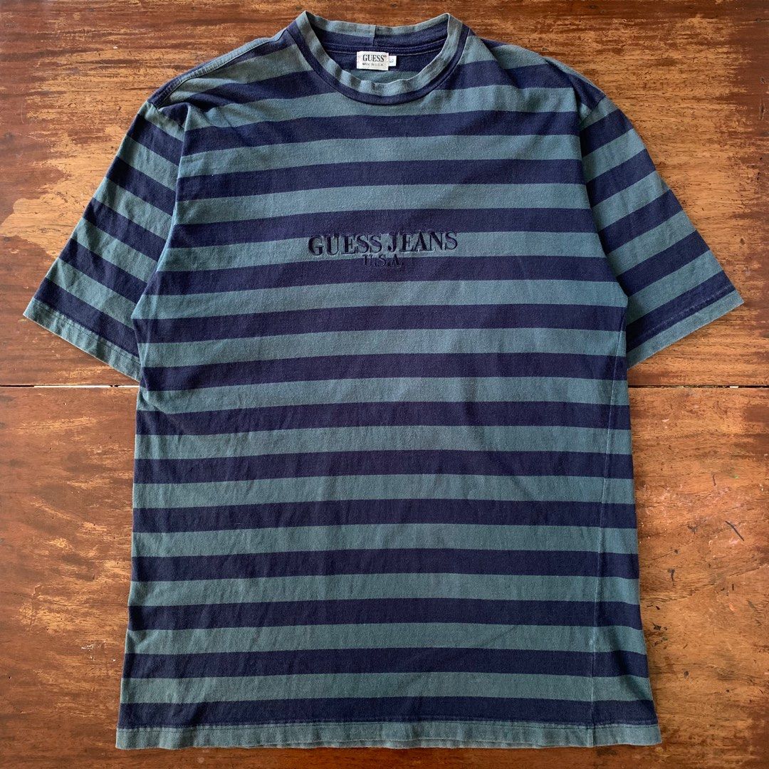 Vintage Guess Striped Tee Men s Fashion Tops Sets Tshirts Polo Shirts on Carousell