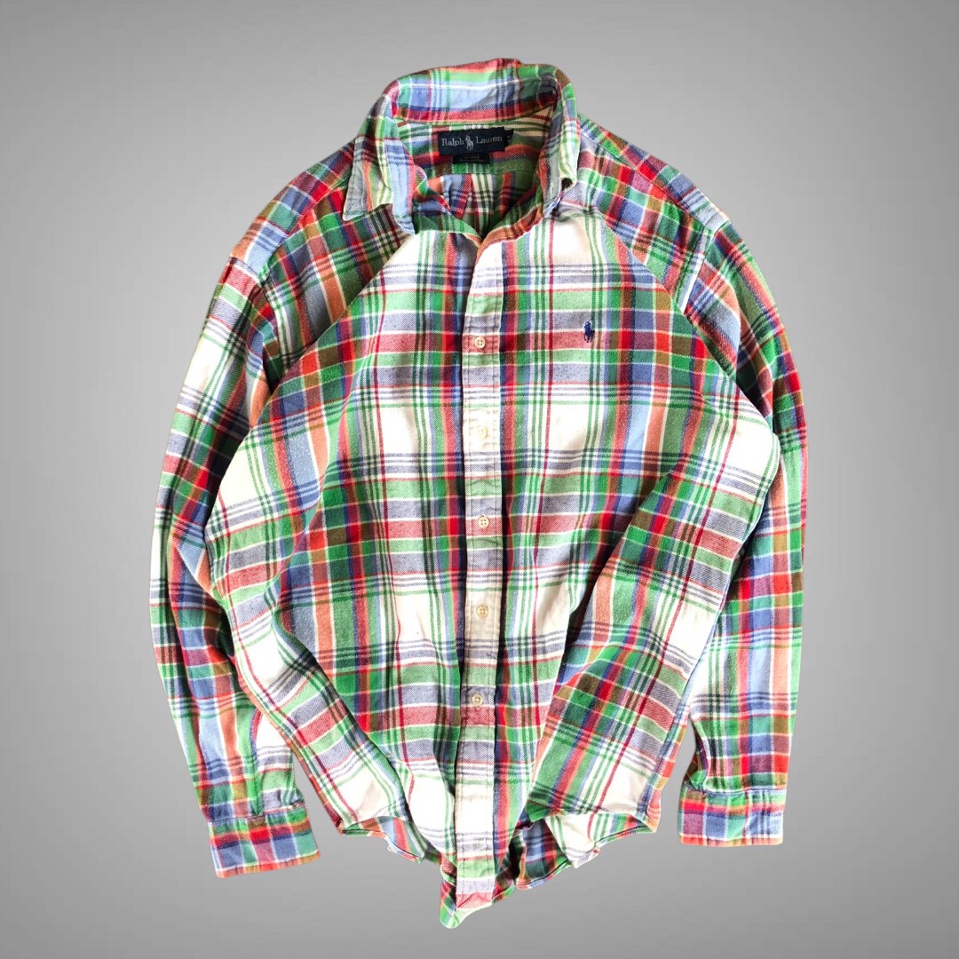 Ralph Lauren long sleeve button down shirt, men's XL size cotton Beige type Vintage Second Hand main image 0