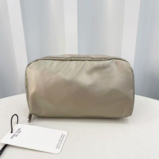 日本 LeSportsac 香檳金色帆布 RECTANGULAR 化妝袋64220307324801110