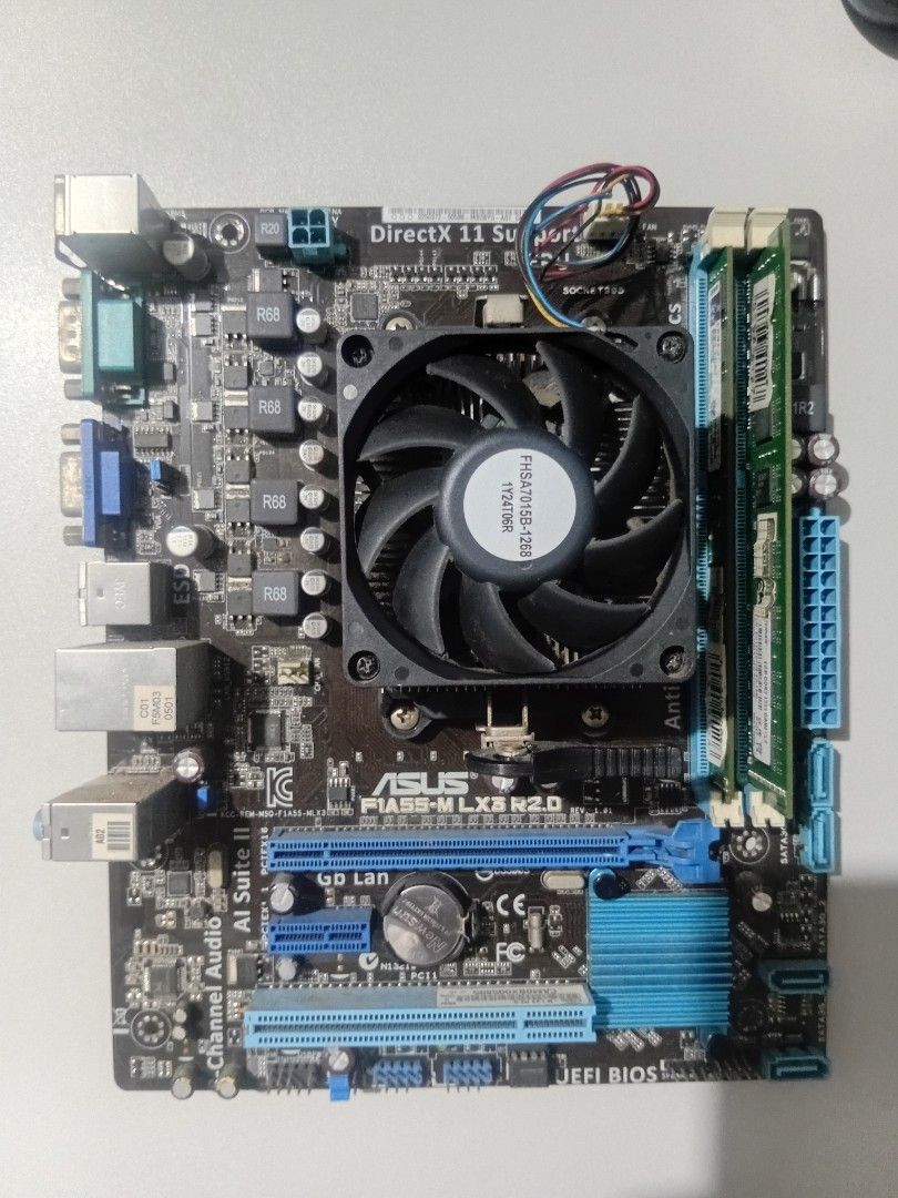 Asus Fm1 Amd A8 (Category: Computer Parts) located in Quezon City. Submitted by gve21 (Listing ID 1342236049, Image 1). Description: asus motherboard amd a8 4gb x 2 ddr3 tested working but sometimes no dislay.