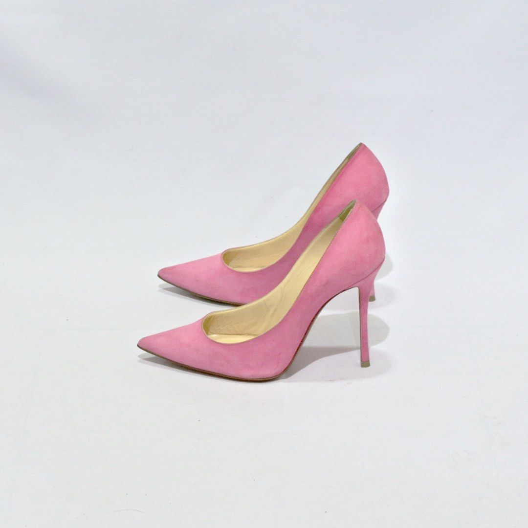 Christian Louboutin Decoltish Pink Suede 38 Pump Heels, Fesyen