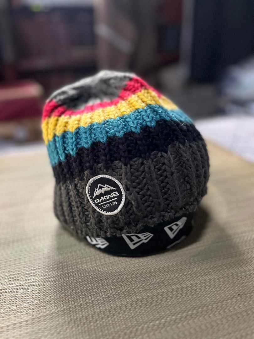 Dakine rasta beanie (Category: Beanies) located in Silang. Submitted by silang_drip (Listing ID 1342165484, Image 1). Description: Pre loved dakine rasta beanie 9/20 mint condition Untag/ no wash tag inside Missing cut away top dangling pompoms One size fits most adult Semi yarn knitted materials Patched logo Minimal lints presence Shipping will be at buyers expense .