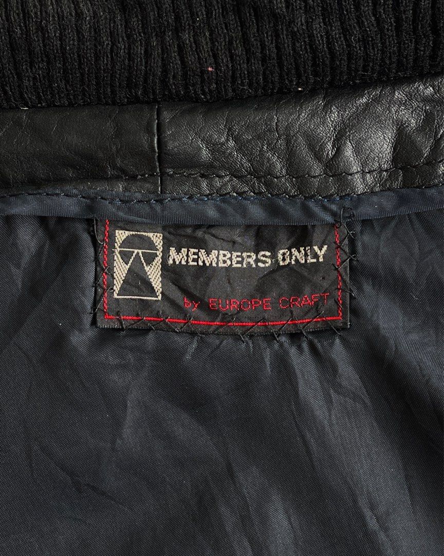 Members Only Racer Leather Jacket (Category: Coats, Jackets and Outerwear) located in Manila. Submitted by morf_sply (Listing ID 1342206034, Image 3). Description: Original classic racer jacket featuring a double snap iconic throat latch, signature shoulder epaulettes and front pocket. With inside pocket, zip closure and two waist pockets. Ribbed cuffs and hems. Fits to Large. Shoulder Width 20.5 in Pit to Pit 25.5 in Length 27.5 in Sleeves 28 in