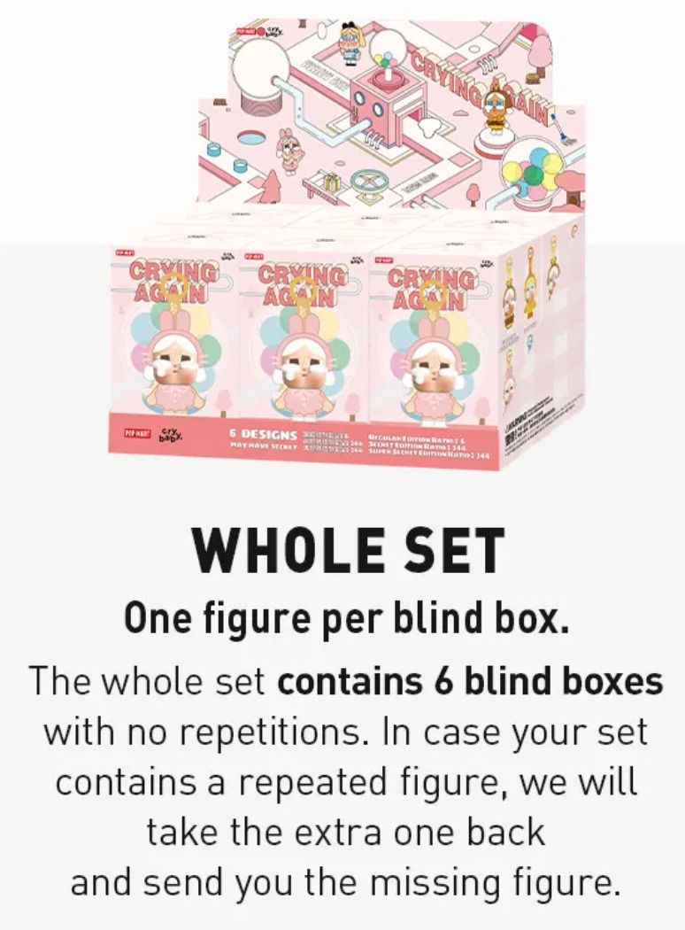 POP MART CRYBABY Crying Again Series-Vinyl Face Plush Blind Box