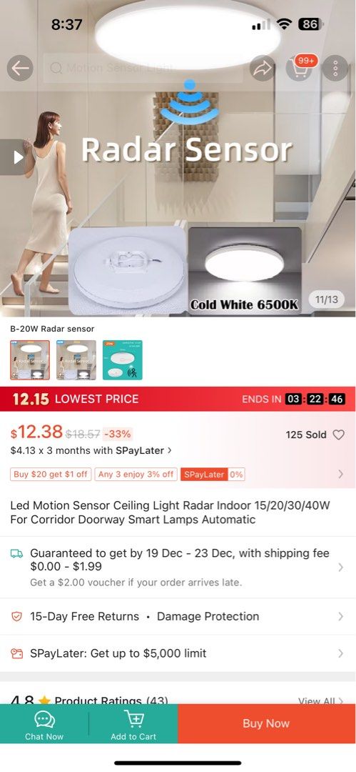 Sensor light (Category: Lighting) located in Singapore. Submitted by cherrypink2020 (Listing ID 1342269206, Image 1). Description: 1 for $10 Have 2 pcs .