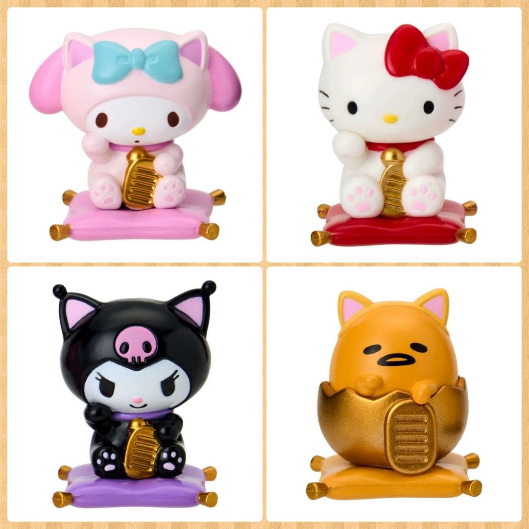 〘散賣〙 日版 Sanrio characters 三麗鷗家族 新年 賀年 招財貓 猫 吉祥物 公仔 擺設 日式 紙屏風 背景 玩具 盒蛋 盒 ...