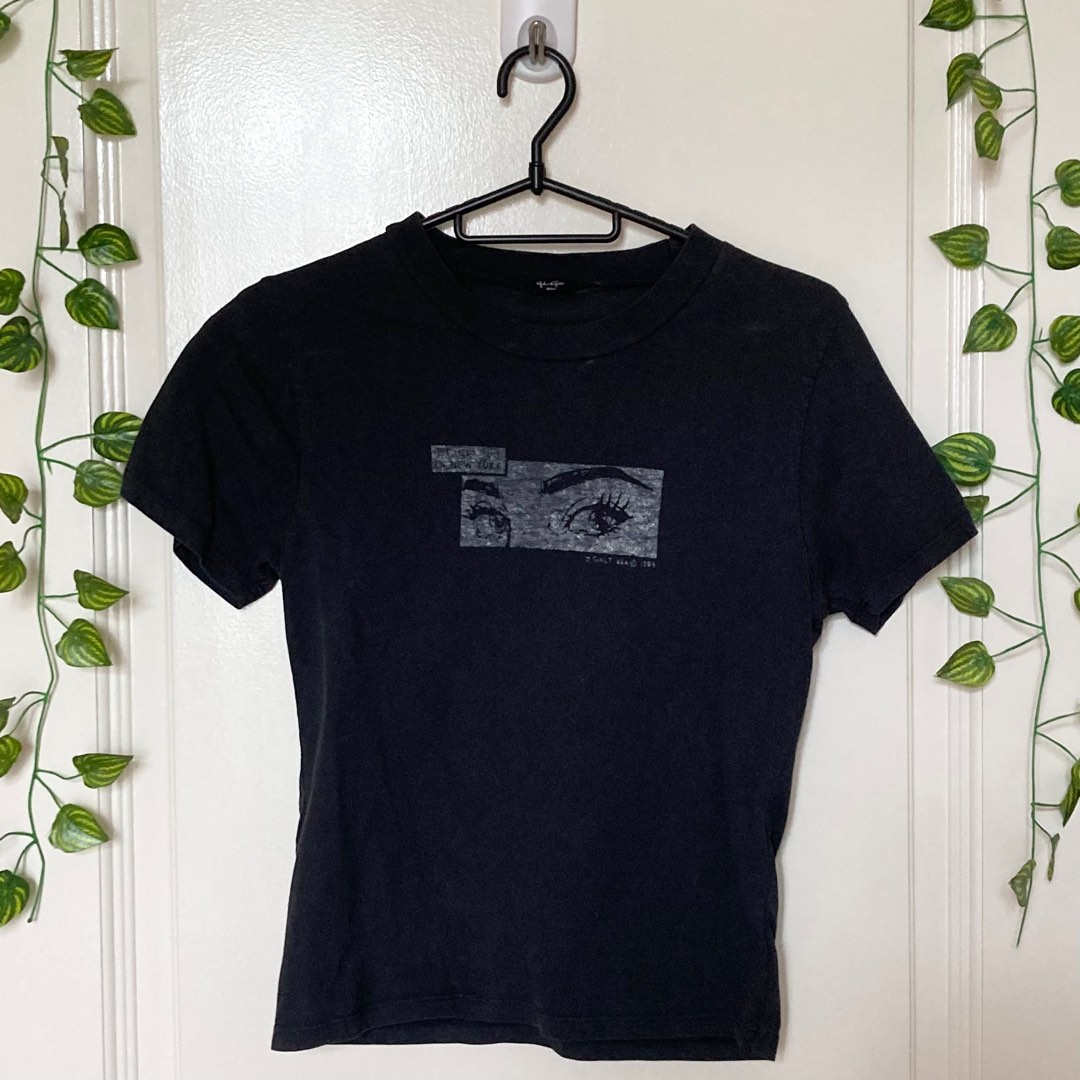 brandy melville john galt i’ll meet you in new york black shirt, Women
