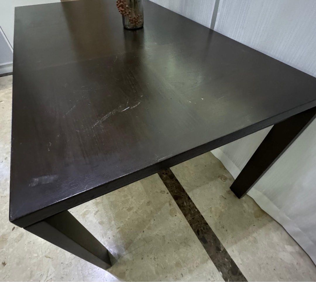 Dining Table (Category: Tables & Sets) located in Singapore. Submitted by thekoo (Listing ID 1342354941, Image 3). Description: Length 180 cm Width 90 cm Height 74 cm Requires vanish.