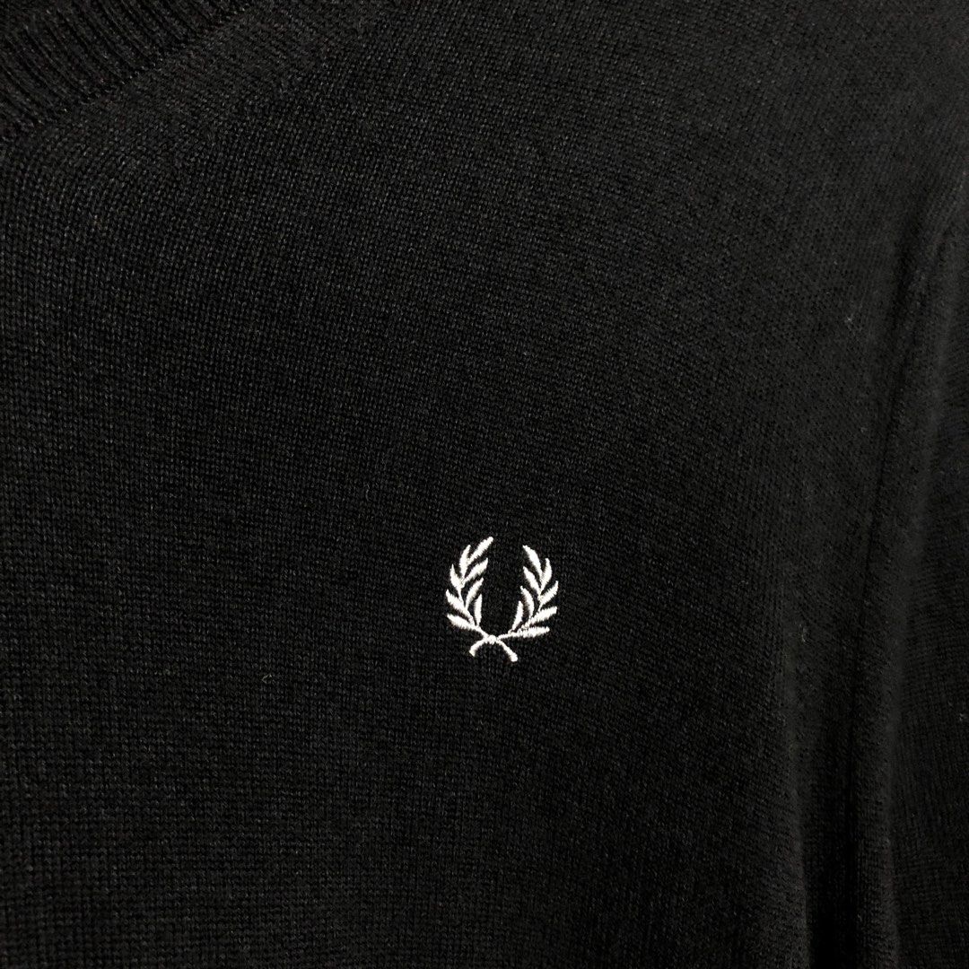 Fred Perry Knitted V-neck (Category: Activewear) located in Quezon City. Submitted by cityboycrates_ph (Listing ID 1342434237, Image 3). Description: Fred Perry 29 inches length 20 inches width Excellent Condition Color rate 9.5/10 No flaws.