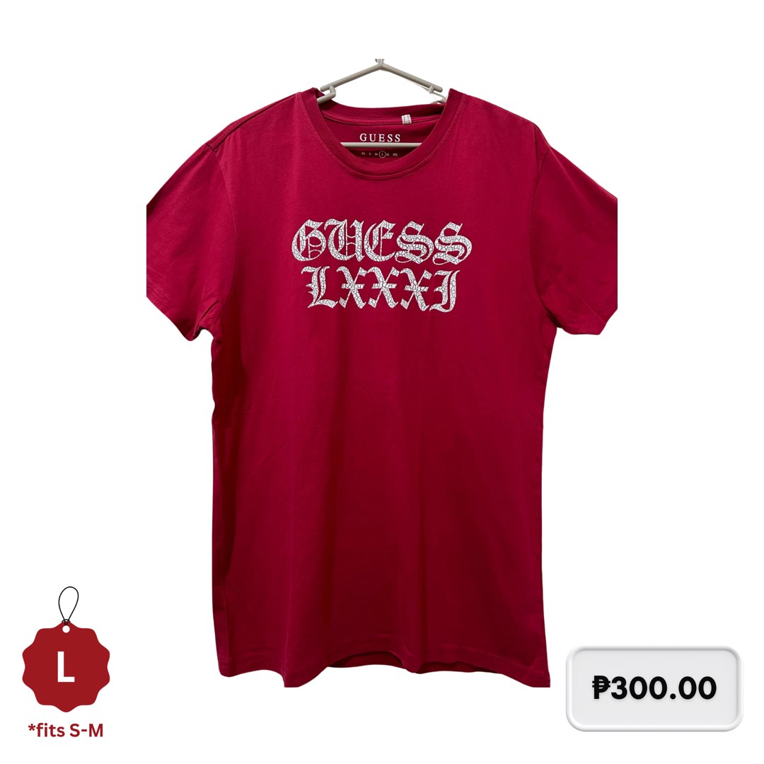 Guess Red Black Cotton Crewneck T Shirt Men s Fashion Tops Sets Tshirts Polo Shirts on Carousell