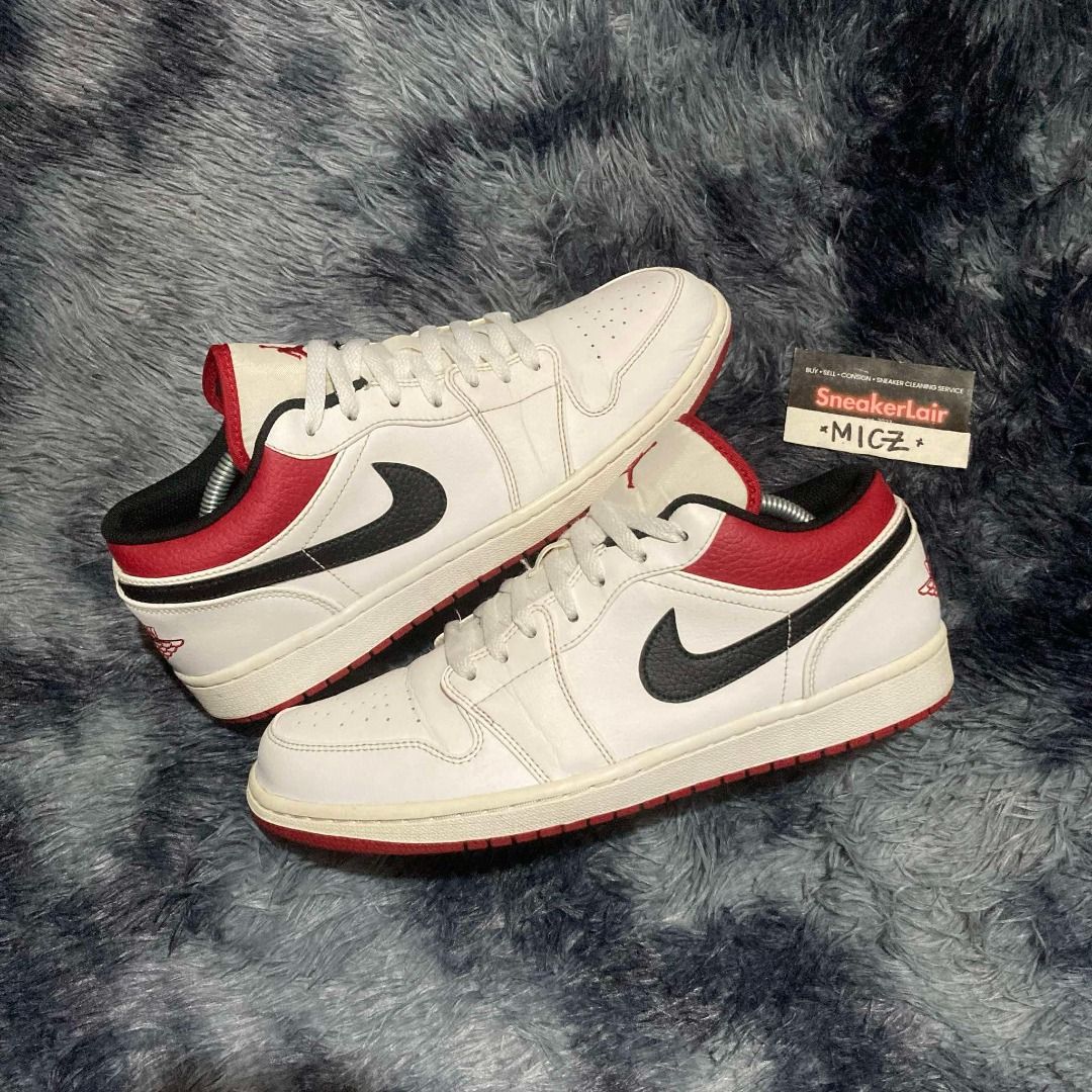 Jordan 1 Low White Gym Red 10.5M Men s Fashion Footwear Sneakers on Carousell